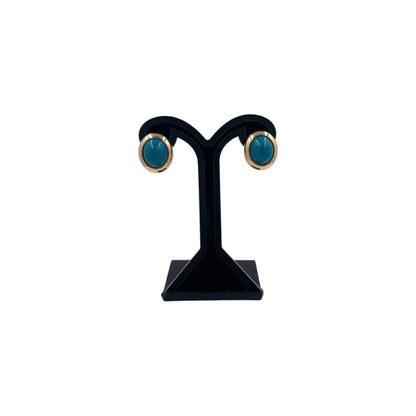 Aretes Perla Mallorca Bijoux | En Chapa de Oro | Ovalados Turquesa 15MM