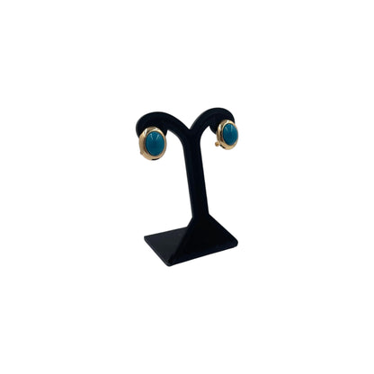 Aretes Perla Mallorca Bijoux | En Chapa de Oro | Ovalados Turquesa 15MM