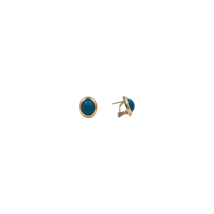 Aretes Perla Mallorca Bijoux | En Chapa de Oro | Ovalados Turquesa 15MM