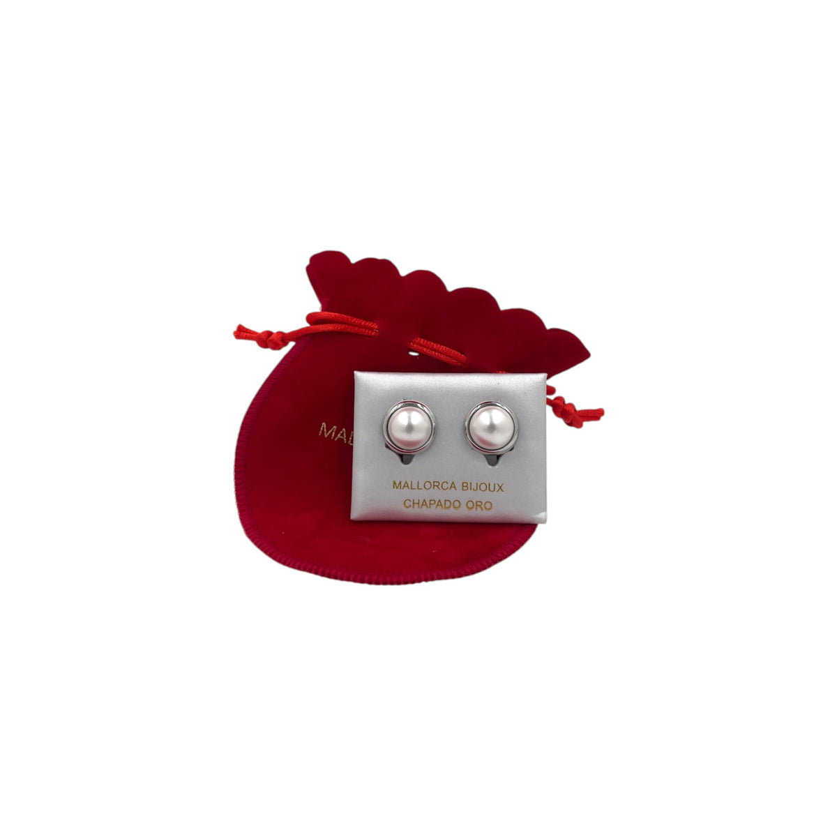 Aretes Perla Mallorca Bijoux | Estilo Broquel Grises 15 MM
