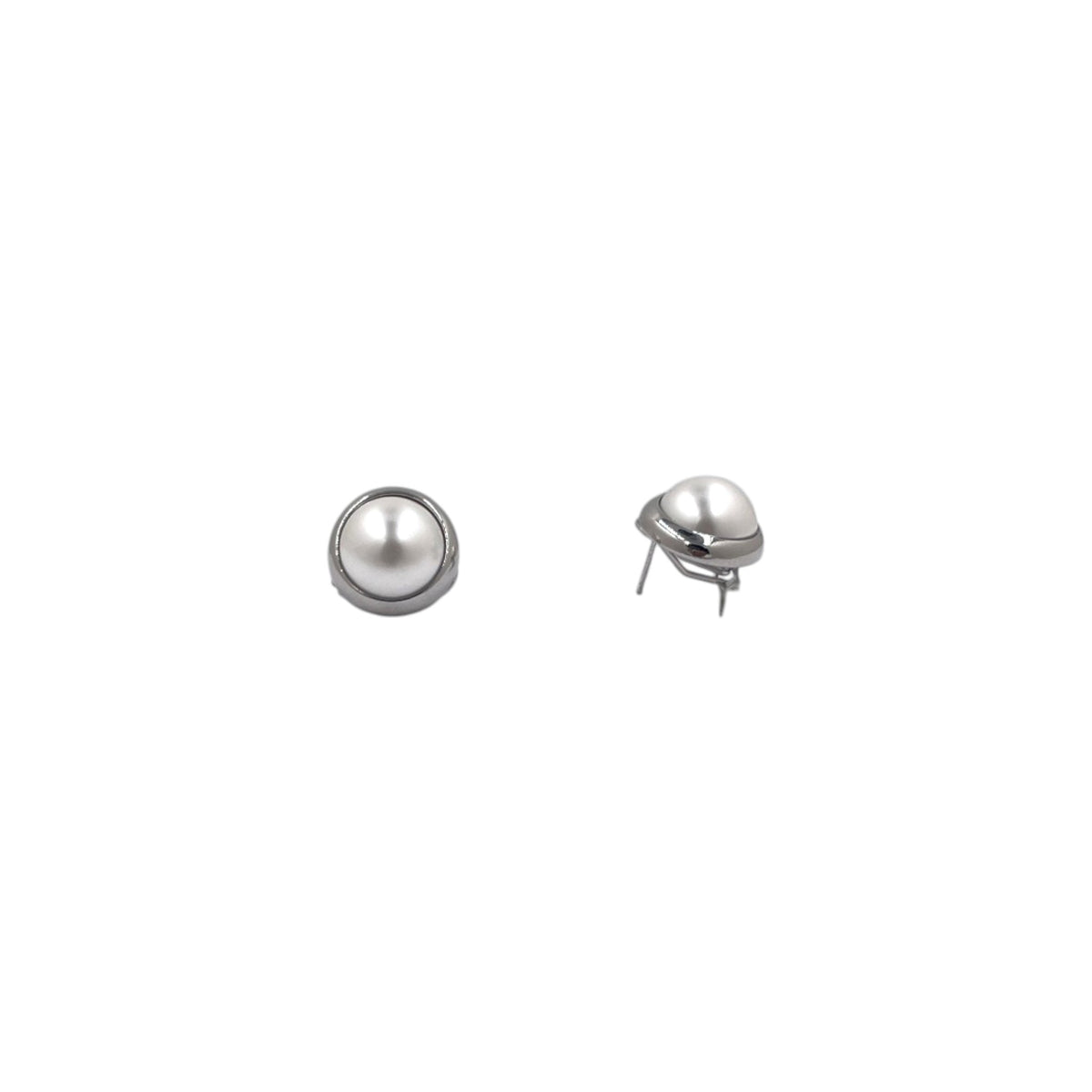 Aretes Perla Mallorca Bijoux | Estilo Broquel Grises 15 MM