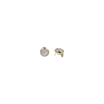Aretes Planos Mallorca Bijoux | Redondos Estilo Botón  | Ivory 17 mm
