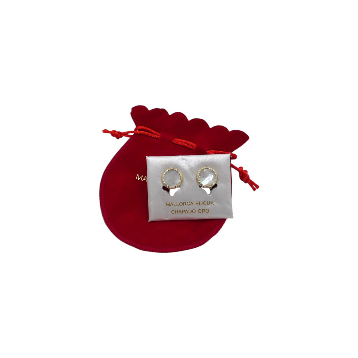 Aretes Planos Mallorca Bijoux | Redondos Estilo Botón  | Ivory 17 mm