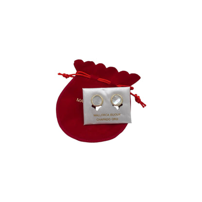 Aretes Planos Mallorca Bijoux | Redondos Estilo Botón  | Ivory 17 mm