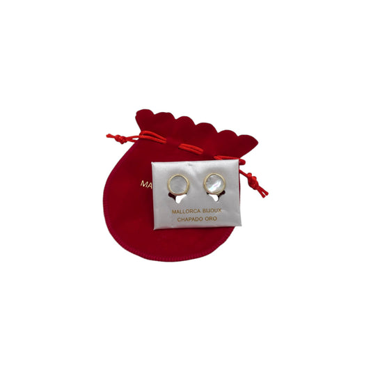 Aretes Planos Mallorca Bijoux | Redondos Estilo Botón  | Ivory 17 mm
