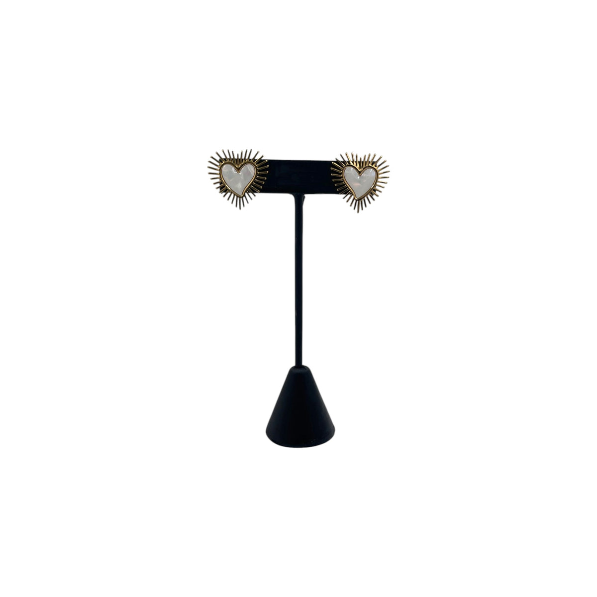 Aretes Sagrado Corazón | Radiante en Chapa de Oro y Nácar 25mm