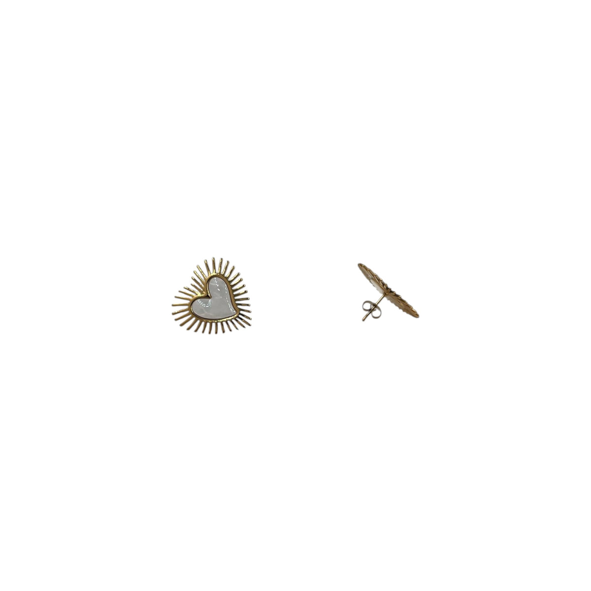 Aretes Sagrado Corazón | Radiante en Chapa de Oro y Nácar 25mm