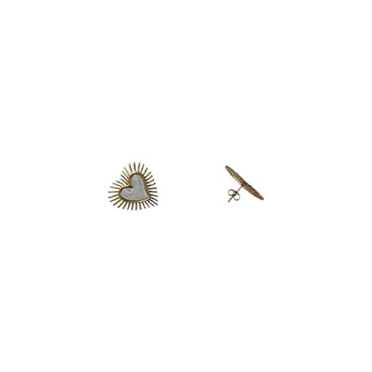 Aretes Sagrado Corazón | Radiante en Chapa de Oro y Nácar 25mm