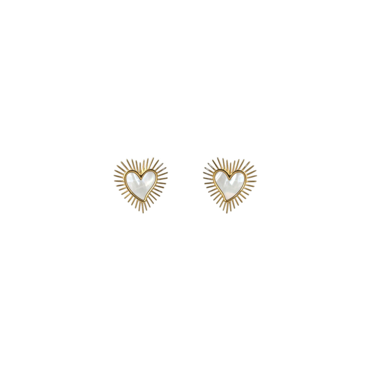 Aretes Sagrado Corazón | Radiante en Chapa de Oro y Nácar 25mm