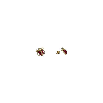 Broqueles de Escarabajo | Rojo y Dorado en Chapa de Oro 12mm