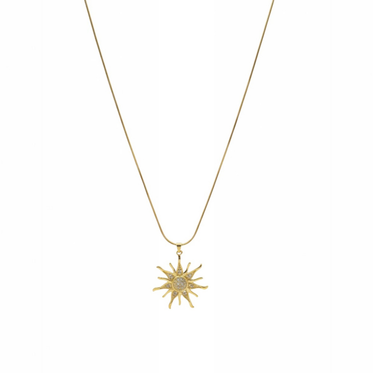 Collar con Dije de Sol |  Dorado con Zirconias | Radiante Premium 40cm