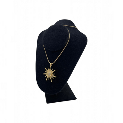Collar con Dije de Sol |  Dorado con Zirconias | Radiante Premium 40cm