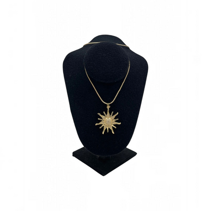 Collar con Dije de Sol |  Dorado con Zirconias | Radiante Premium 40cm