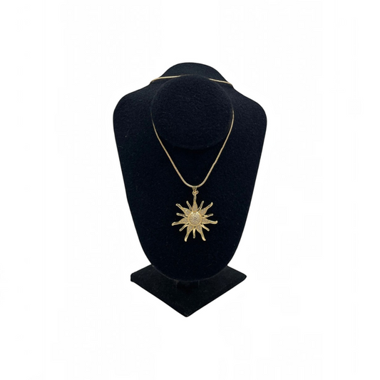 Collar con Dije de Sol |  Dorado con Zirconias | Radiante Premium 40cm