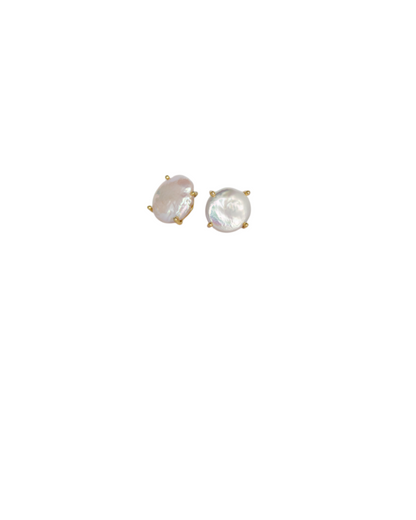 Aretes Perla Mallorca | En Chapa de Oro | Barroca Tipo Boton 12mm