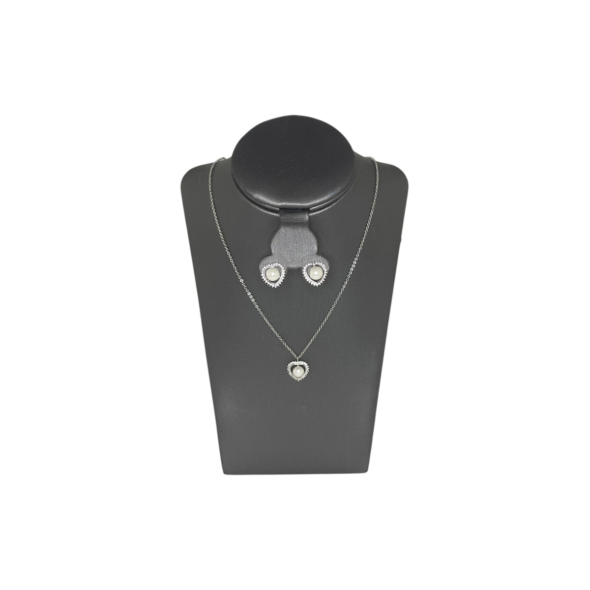 Set de Joyería Premium | Perla con Zirconias | Forma de Corazón