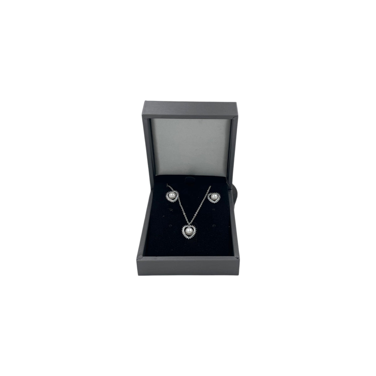Set de Joyería Premium | Perla con Zirconias | Forma de Corazón