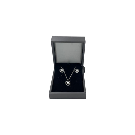 Set de Joyería Premium | Perla con Zirconias | Forma de Corazón