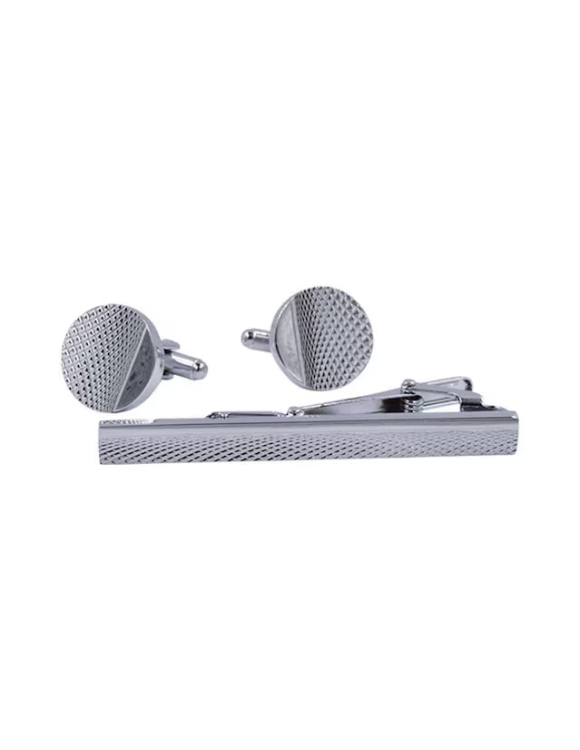 Mancuernas y Pisacorbata Gris | Acero Inoxidable | Estilo Elegante