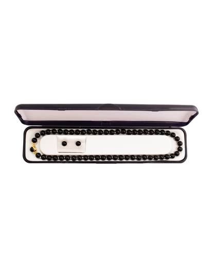 Set Collar y Aretes | Con Perla De Mallorca | Negro 46cm Perla 8MM