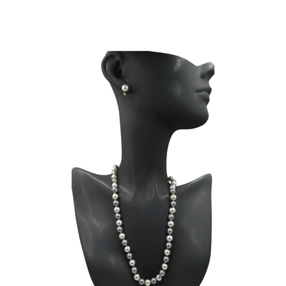 Set Collar y Aretes | Perlas Mallorca Bijoux | Bicolor Gris e Ivory 8MM