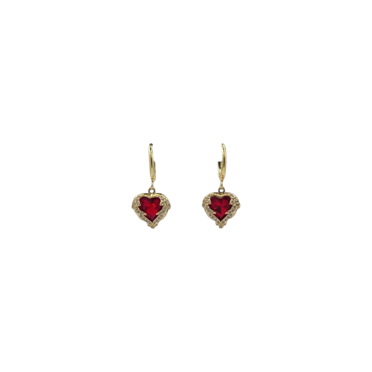 Set de Joyería Premium | Corazón Rojo Estilo Rubí | Marco de Filigrana Dorada