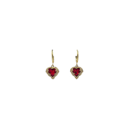 Set de Joyería Premium | Corazón Rojo Estilo Rubí | Marco de Filigrana Dorada