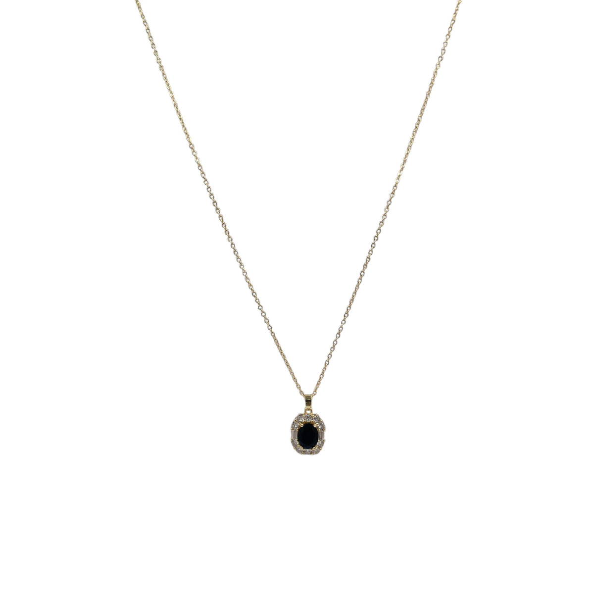 Set de Joyería Premium | Collar y Broqueles Ovalados | Piedra Negra & Halo Brillante
