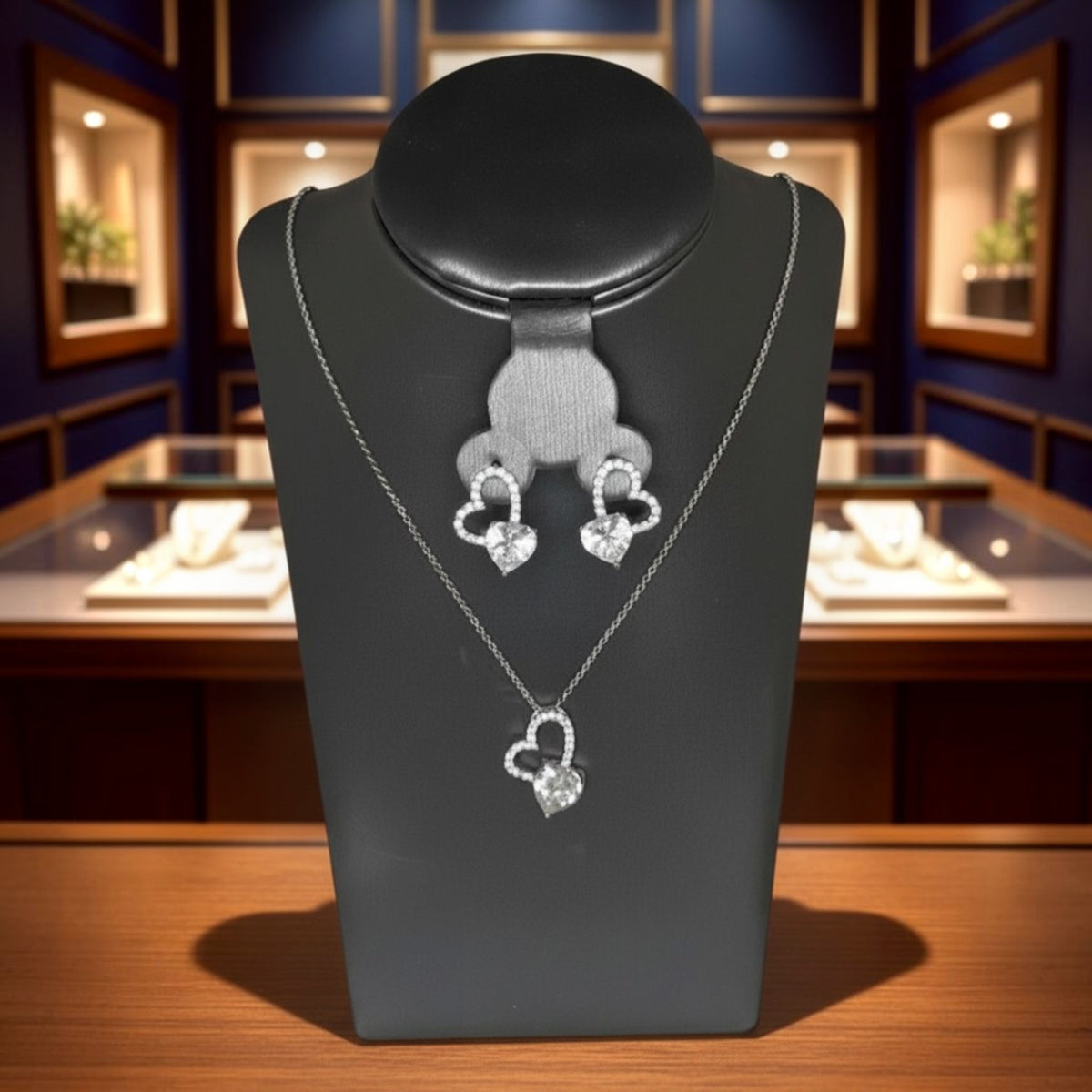 Set de Joyería Premium | Corazones con Zirconias | Brillante en Acero Inoxidable