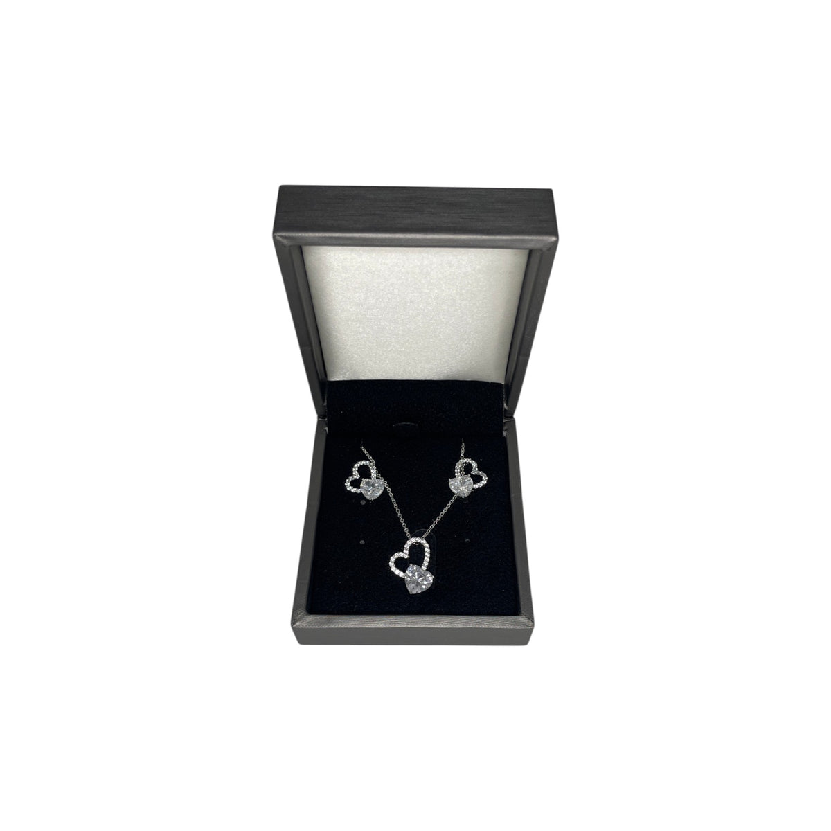Set de Joyería Premium | Corazones con Zirconias | Brillante en Acero Inoxidable