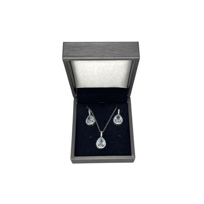 Set de Joyería Premium | Cristal con Zirconias | Estilo Gota Acero Inoxidable