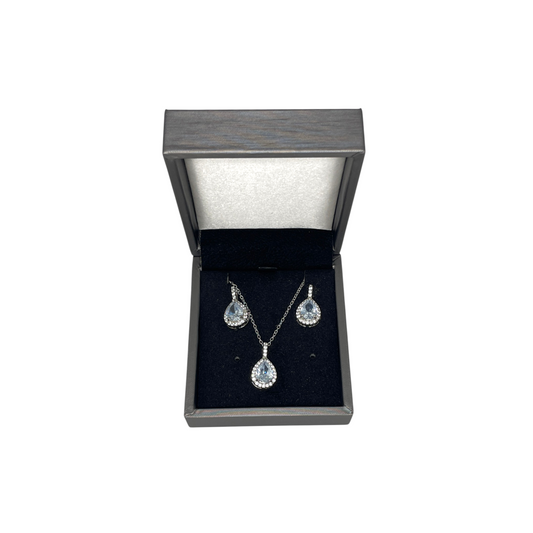 Set de Joyería Premium | Cristal con Zirconias | Estilo Gota Acero Inoxidable