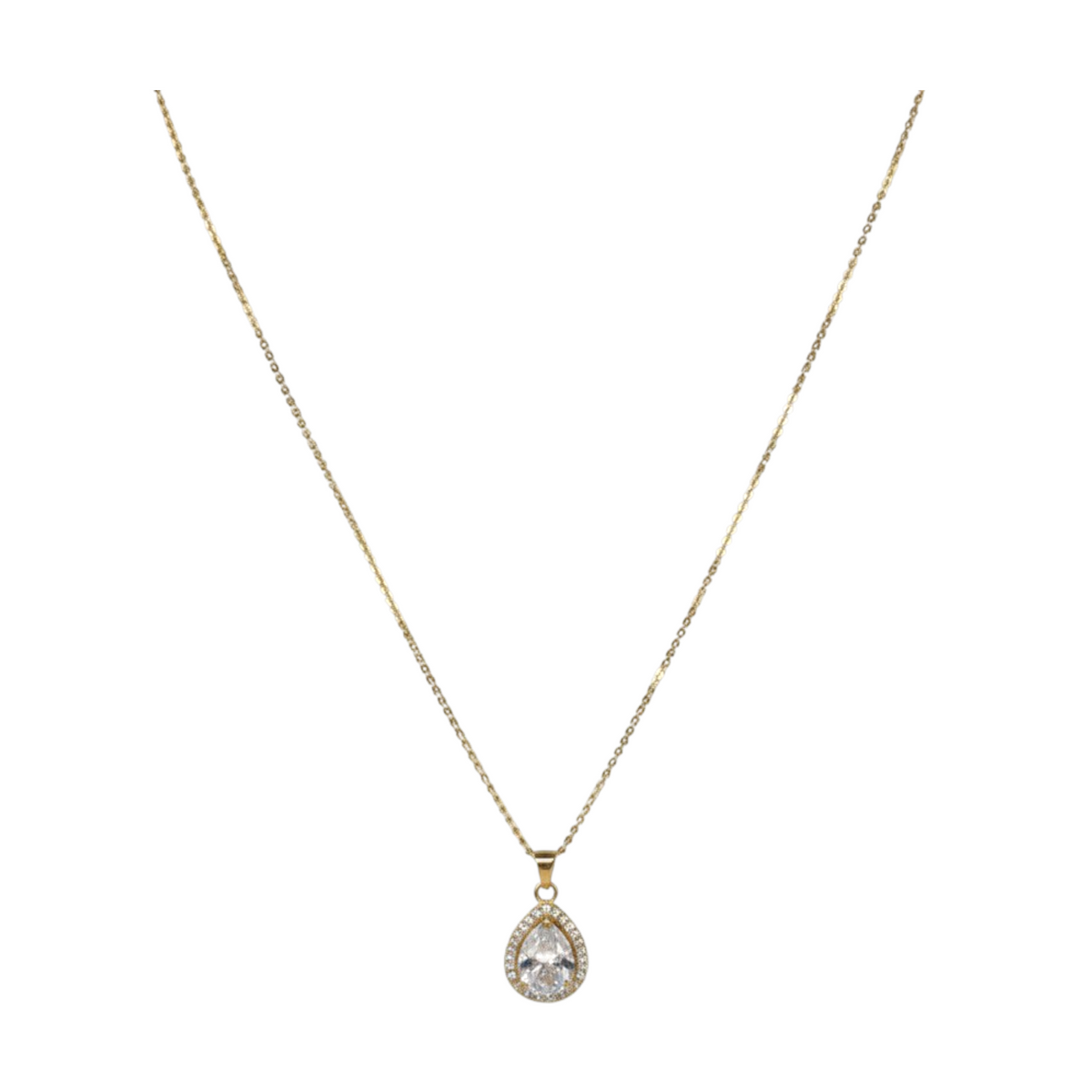 Set de Joyería Premium | Cristal con Zirconias | Estilo Gota en Chapa de Oro