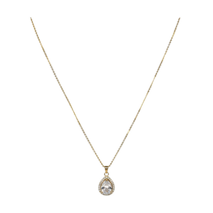 Set de Joyería Premium | Cristal con Zirconias | Estilo Gota en Chapa de Oro