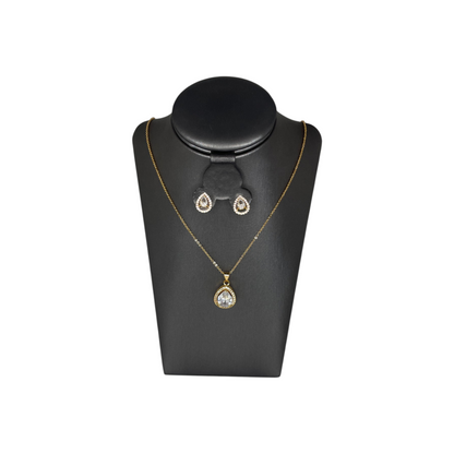 Set de Joyería Premium | Cristal con Zirconias | Estilo Gota en Chapa de Oro