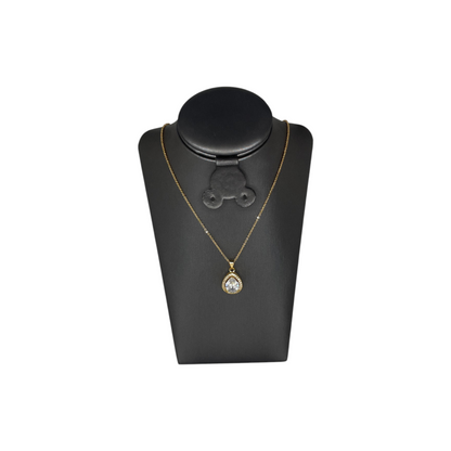 Set de Joyería Premium | Cristal con Zirconias | Estilo Gota en Chapa de Oro