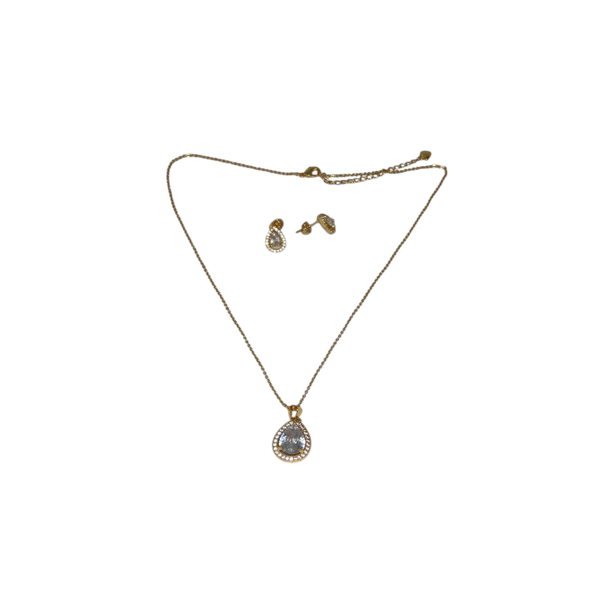 Set de Joyería Premium | Cristal con Zirconias | Estilo Gota en Chapa de Oro