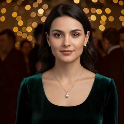Set de Joyería Premium | Perla con Zirconia en Chapa de Oro