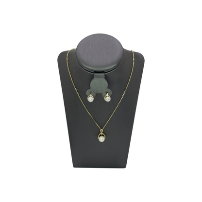 Set de Joyería Premium | Perla con Zirconia en Chapa de Oro