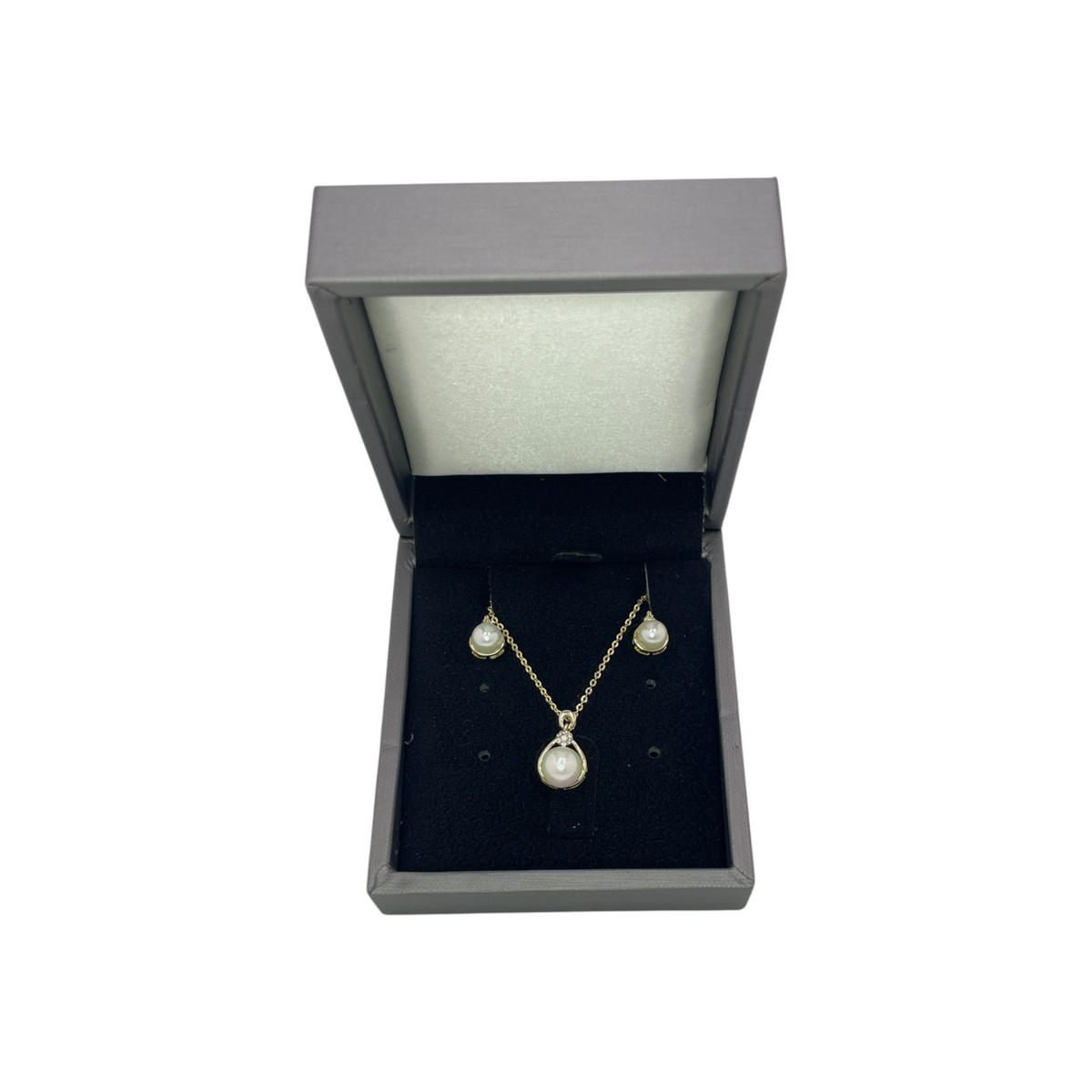 Set de Joyería Premium | Perla con Zirconia en Chapa de Oro