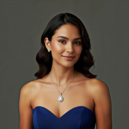 Set de Joyería Premium | Zirconia Estilo Gota | Brillante en Acero Inoxidable