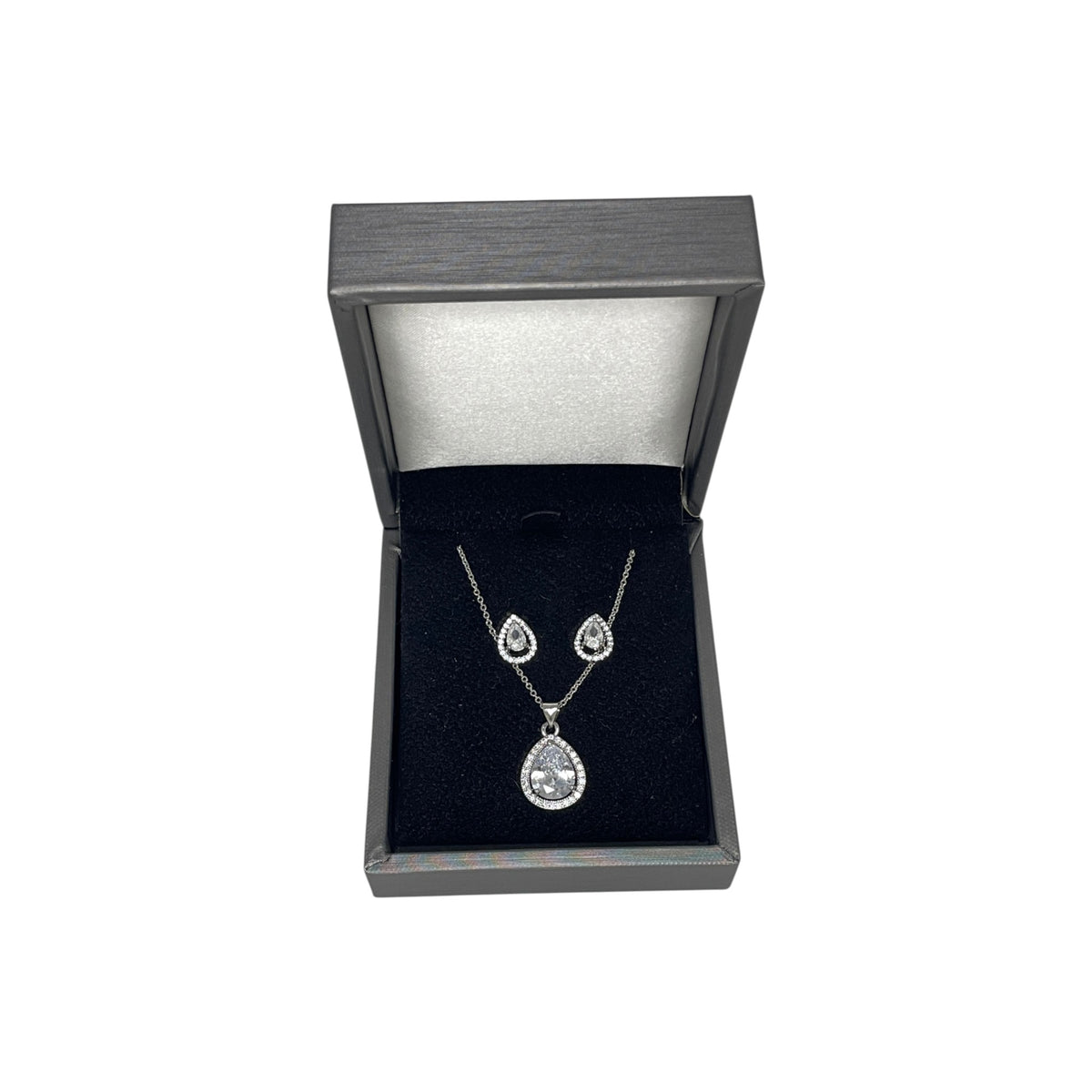 Set de Joyería Premium | Zirconia Estilo Gota | Brillante en Acero Inoxidable