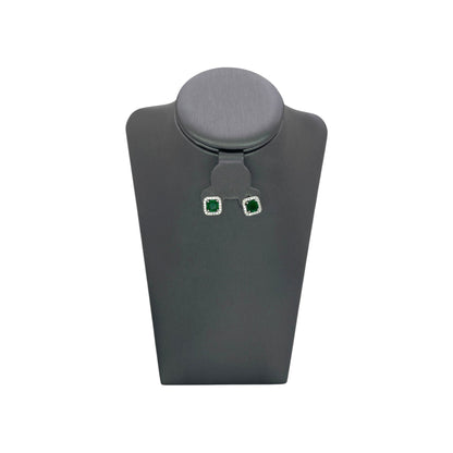 Set de Joyería Premium | Zirconia Verde  | Estilo Geométrico en Acero Inoxidable