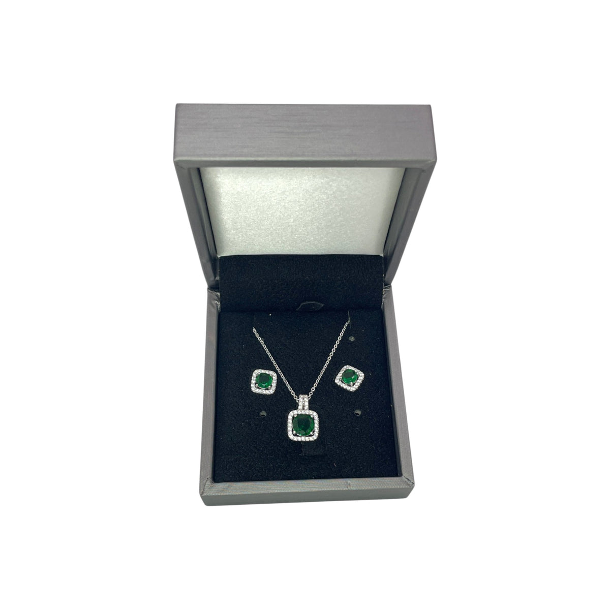 Set de Joyería Premium | Zirconia Verde  | Estilo Geométrico en Acero Inoxidable
