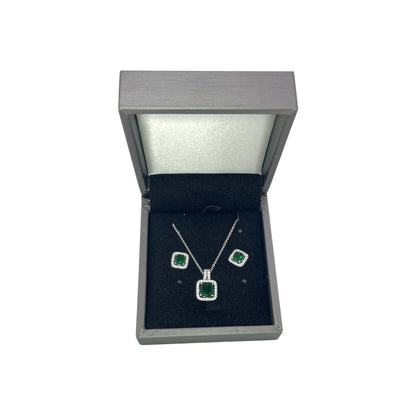 Set de Joyería Premium | Zirconia Verde  | Estilo Geométrico en Acero Inoxidable