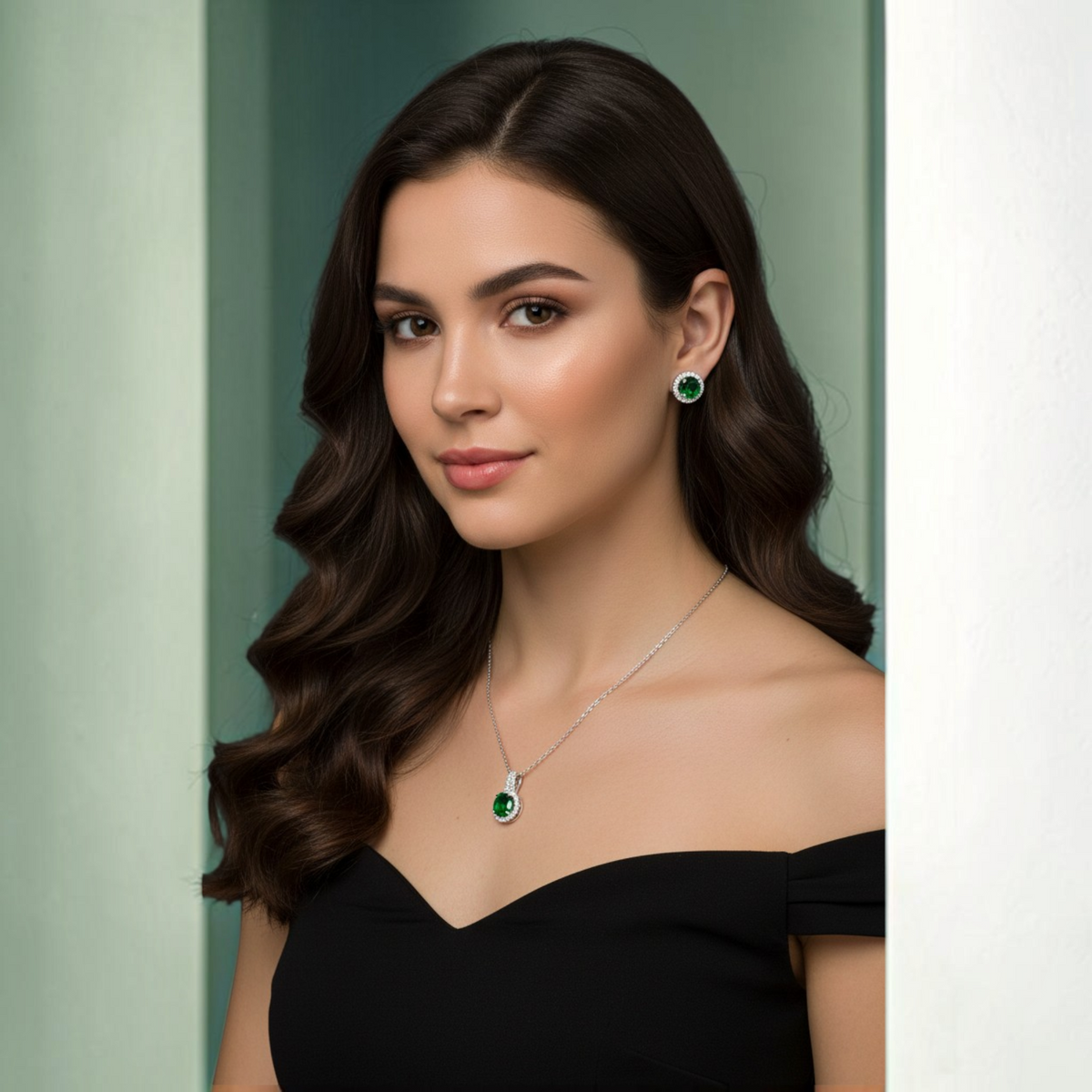 Set de Joyería Verde Esmeralda | Zirconia Premium Acero Inox.